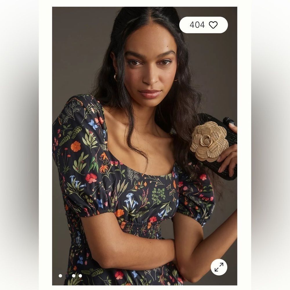 Hutch Puff-Sleeve Floral Jumpsuit by Anthropologie Color: BLACK MOTIF - Picture 2 of 9